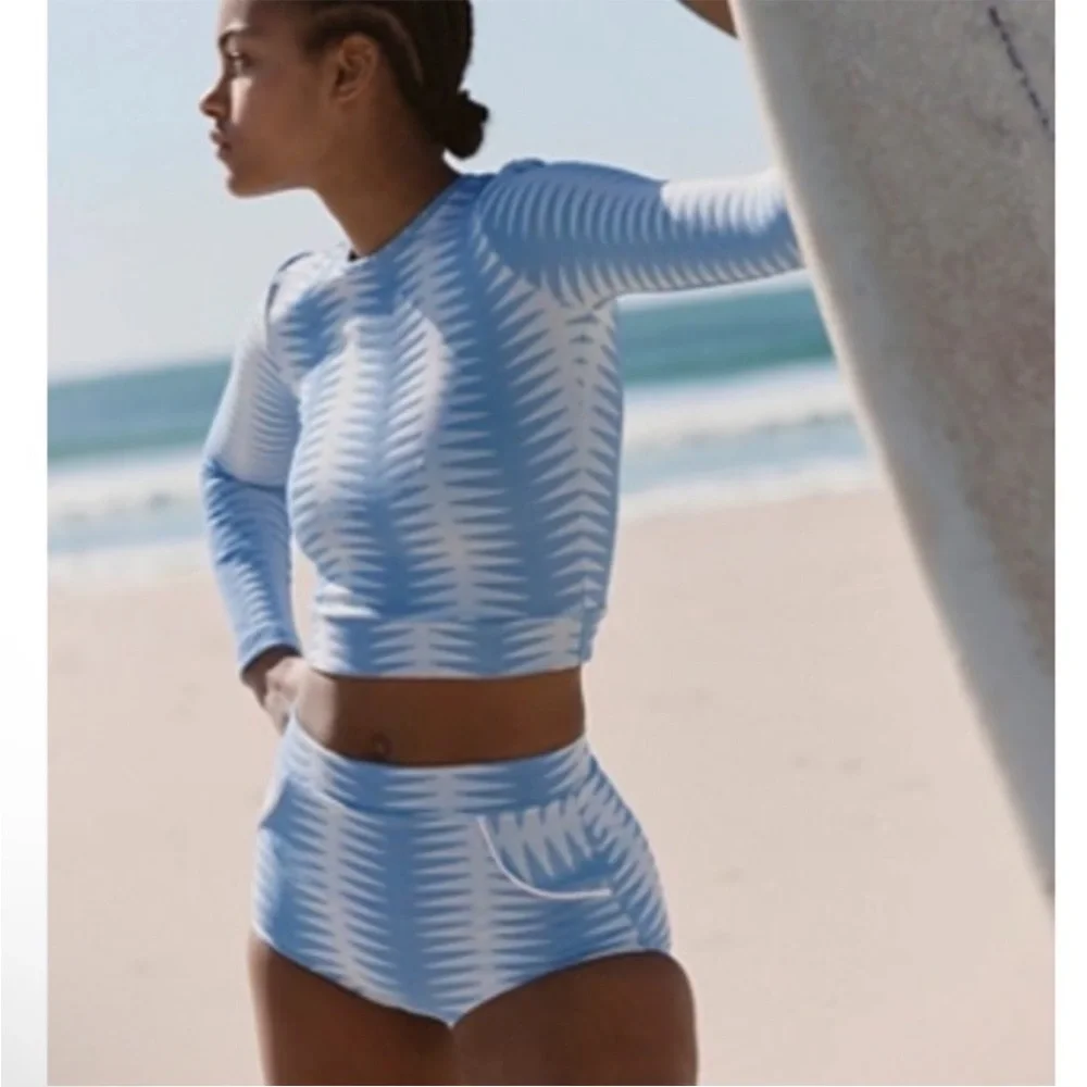 ▪️Seea for Free People Georgia in Areia Blue NWT High Waist Bikini Bottom - Picture 7 of 16